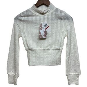 Band Of The Free Women's Cable Knit Cropped Sweater Sz XS